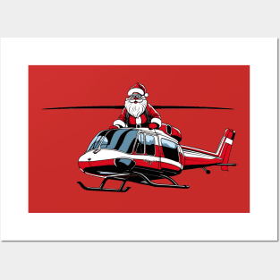 Santa on a Chopper Posters and Art